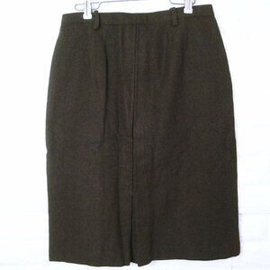 Vintage 60s Wiggle Pencil Skirt Lady-10 Wool Kick Pleat Metal Zip Top-Stitch